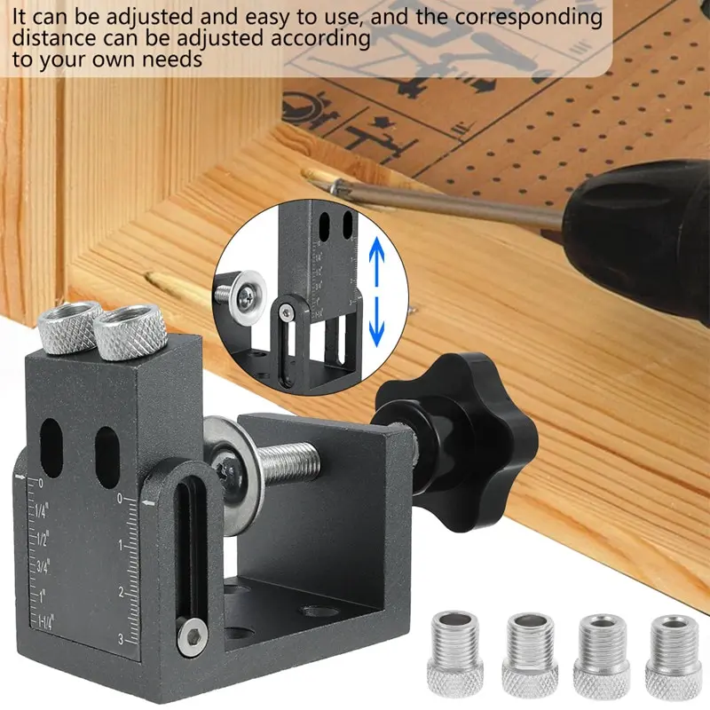 32pcs Pocket Hole Jig 15 Degree Drill Guide Kit Adjustable Woodworking Punch Locator Angled Positioner 6mm 8mm 10mm