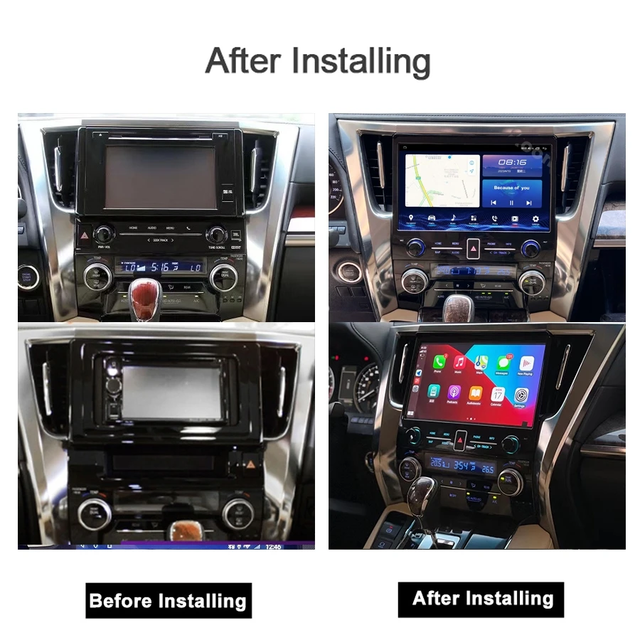 Carplay QLED Auto Android 13.0 8G+256G Car Radio Multimedia Player GPS Navigation Wifi For Toyota Vellfire Alphard 30 2015-2019