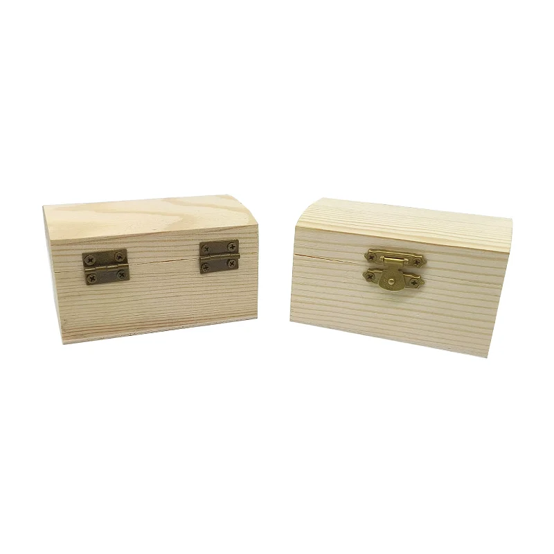 Picture 5: Rectangular Pine Wood Box Hand-Painted Large Capacity Solid Wood Packaging Locking Storage Box Handicraft Container Lid Desktop