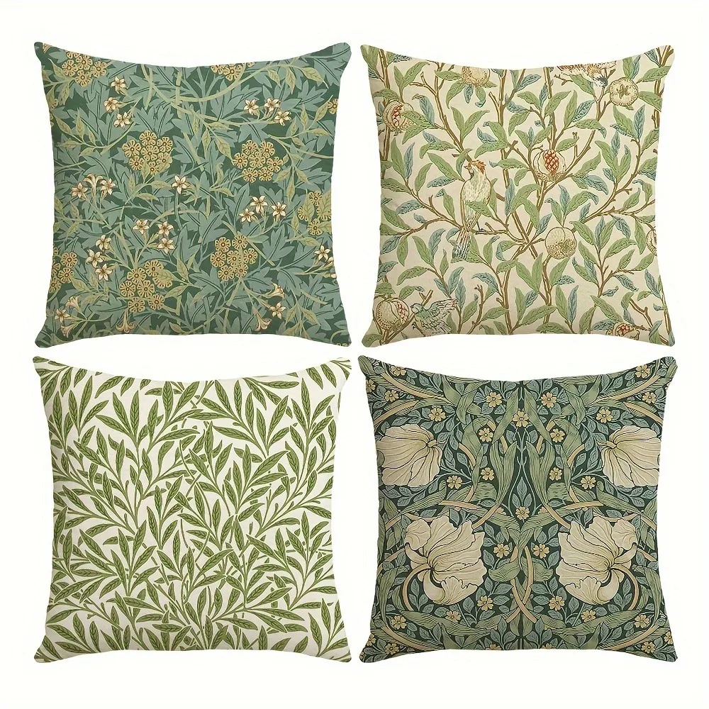 Retro plant flower pattern printing pillowcase home room decoration pillow cover living room sofa chair cushion cover