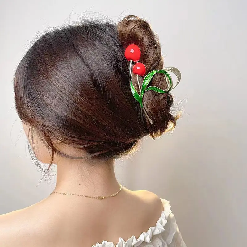 Korean Kawaii Cute Cherry Hair Clip Claw Clamp for Women Girls Hairpin Shark Clip Crab Headband Hair Gift Accessories Headwear