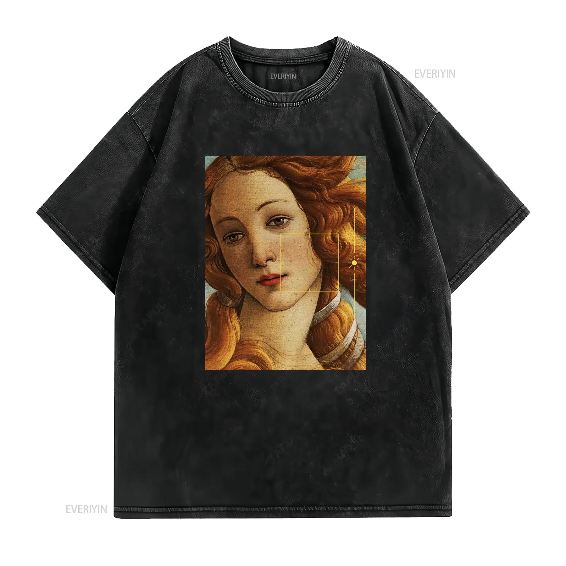Aesthetic Renaissance Art Botticelli Venus Print Casual T Shirt vintage Washed Stylish Stretched homme fashion Soft Slightly