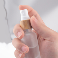 10pcs 5ml 10ml 15ml 30ml 50ml Glass Spray Bottle With Bamboo Lid Frosted Glass Dropper Bottle For Essential Oil Aromatherapy