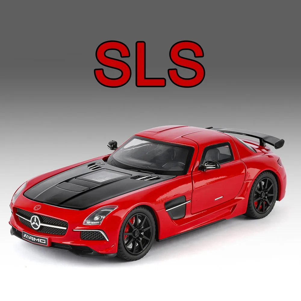 

1:24 модели Benz SLS, автомобили, игрушки, литье под давлением сплава, рулевое управление, миниатюрные автомобили со световой музыкой, модель автомобиля, подарки на день рождения для мальчиков