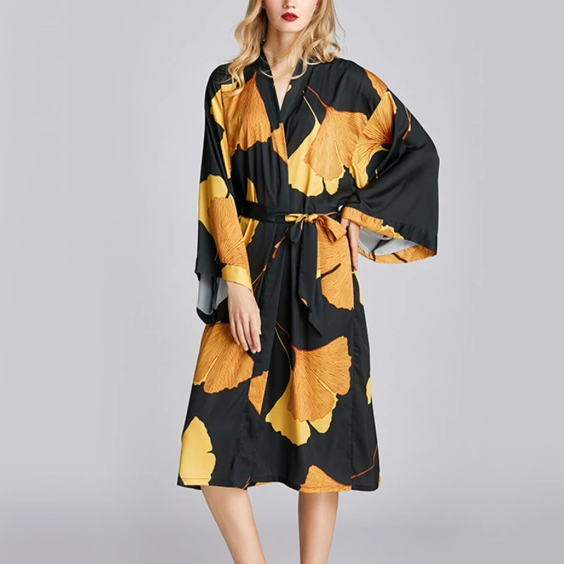 

Комфортные халаты Krismile для женщин, 2024, роскошная мягкая одежда для сна с широкими рукавами и разрезом, одежда для отдыха, элегантная домашняя одежда