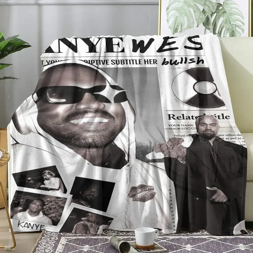 Rapper K-Kanye West Throw Soft Flannel Throw Summer Blanket Lightweight Cozy Nap Blanket for Sofa Bed Travel