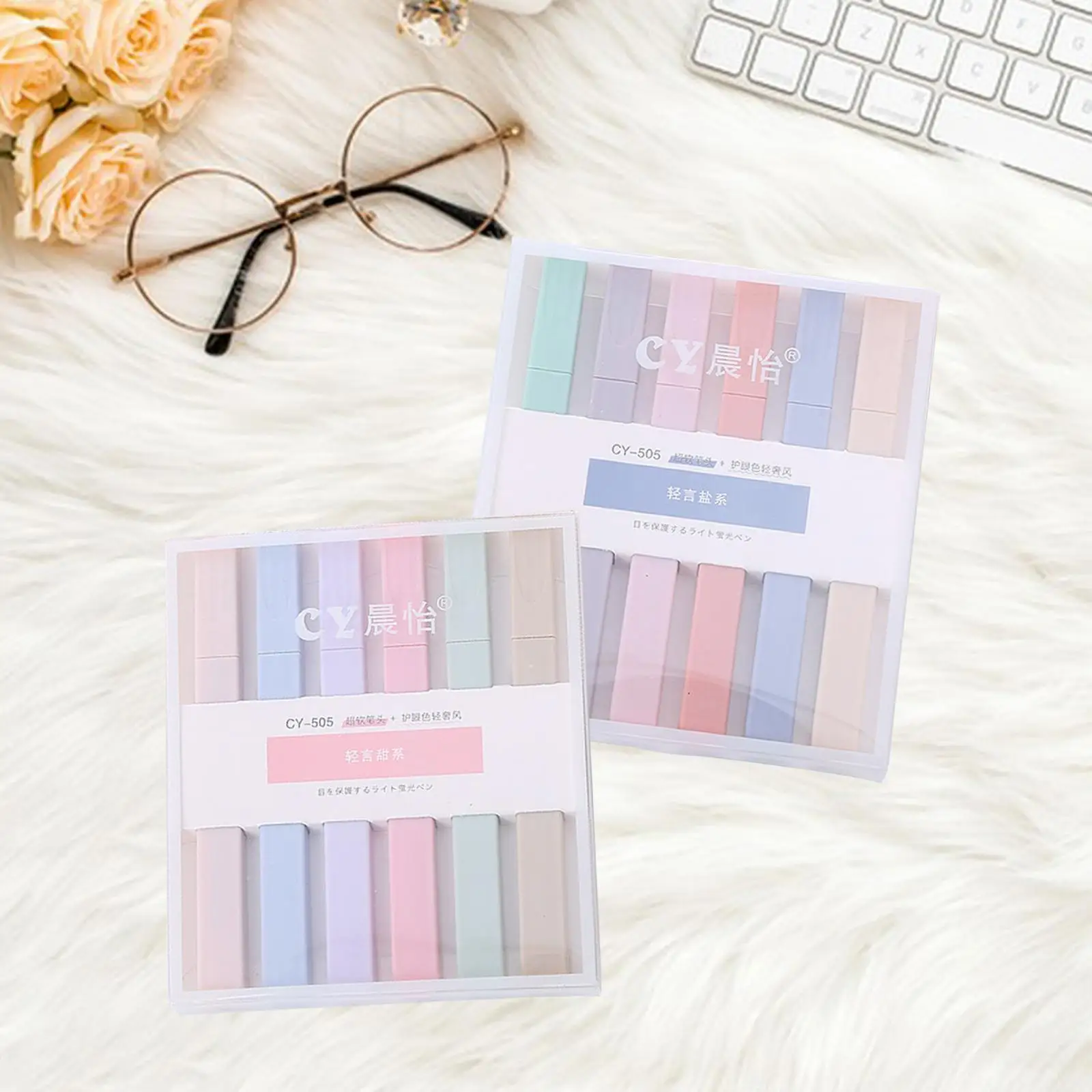 

6Pcs Highlighter Pens Stationary Oblique Tip for School Supplies Office Diary