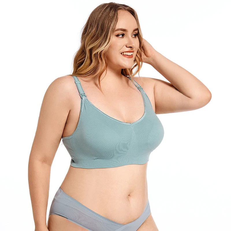 Plus Size Wireless Maternity Bra Front Open Gather Together Prevent Sagging Seamless 3D Breathable Comfortable Breastfeeding Bra