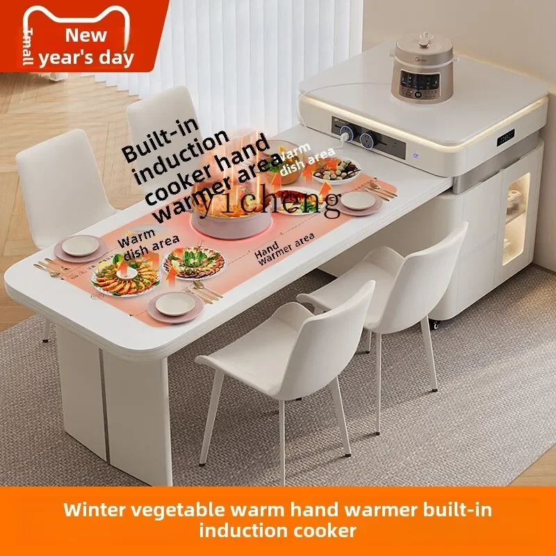 A2-3  island dining tle with induction cooker integrated retractle modern simple home rock sl kitchen bar tle