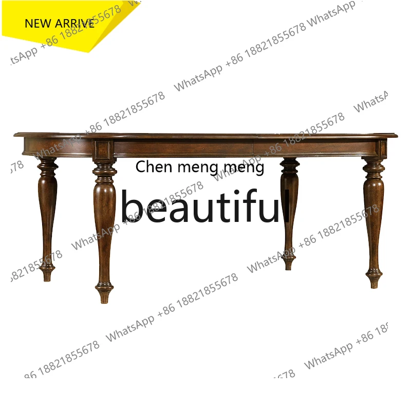 X  M132 Beech solid wood oval long dining table for 6 people plus medium plate, dining table, living room dining table