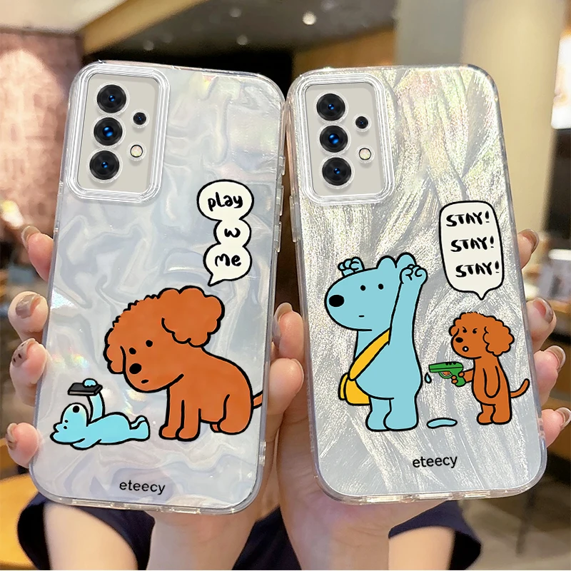 

New Blue Brown Dog Phone Case For Samsung Galaxy A36 A35 A34 A33 A32 A31 A30 A25 A24 A23 A22 A21 A20 A16 A06 Hard Gradient Cover