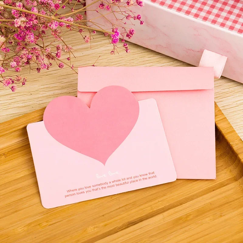 10Pcs Cute Folding Lover Heart Shaped Greeting Card Wedding Anniversary Message Card Love Confession Bouquet Gift Box Decoration