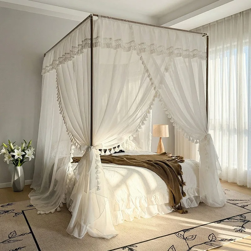 three-door floor-to-ceiling mosquito net household bedroom windbed mantle free installation encrypted mosquito-proof gauze net