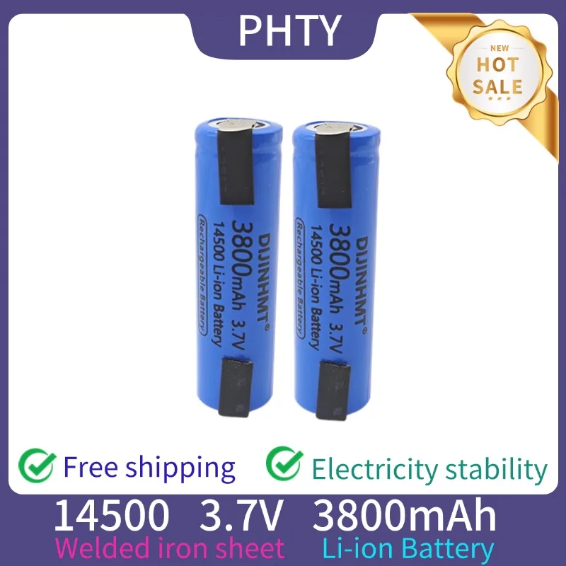 

New 14500 Battery 3.7V AA 3800mah Lithium Ion Battery, with Welding, for Electric Toothbrush, Razor, Barber Rechargeable Battery