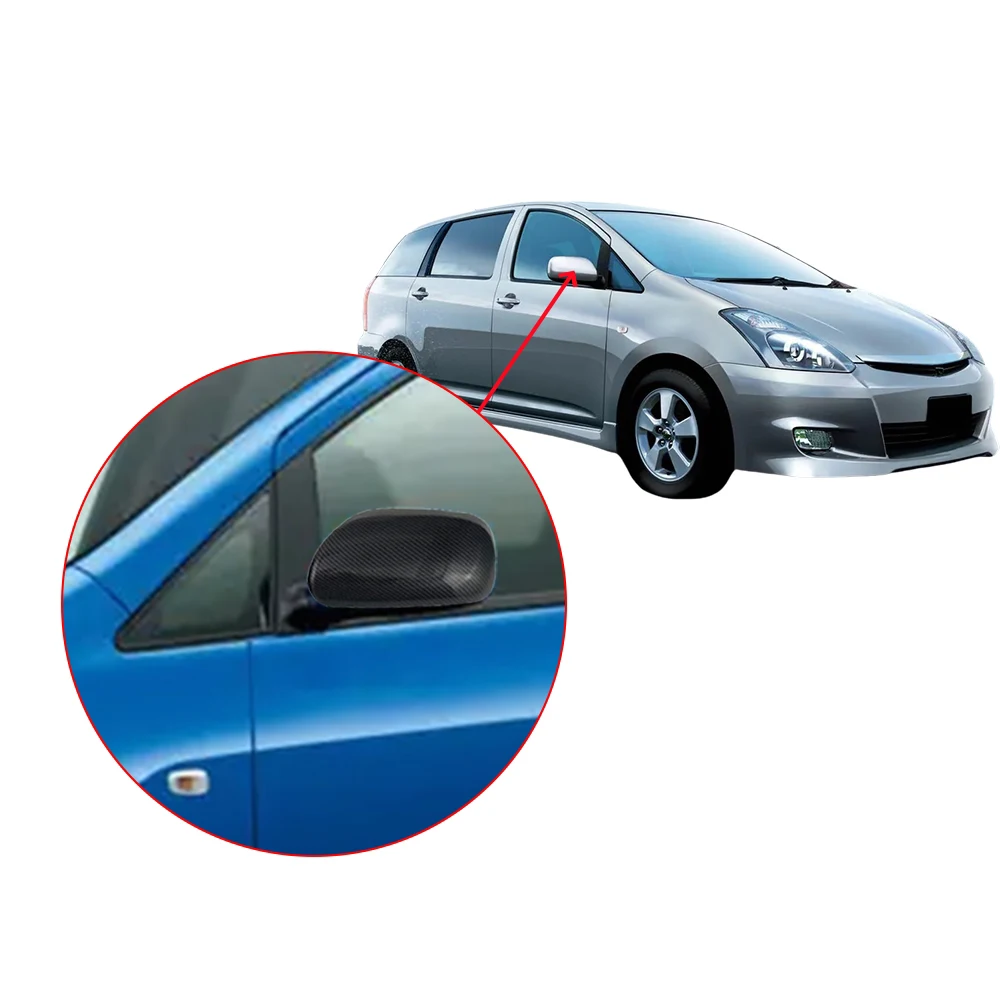 

Abs Silver Black and Carbon Fiber Car Door Mirror Cover Trim For Toyota Wish 2003 - 2009 Car Accessories Exterior Decorate
