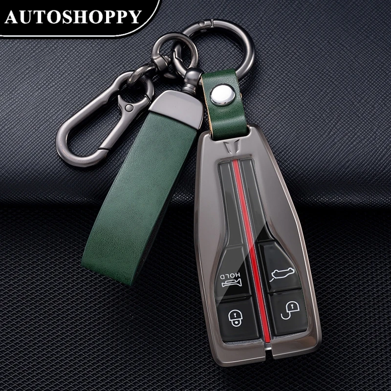 

For Red Flag HS5 H5 H9 HS7 H7 L5 HS3 L9 Soft Leather Metal Zinc Car Key Cover Case Bag Shell Protector