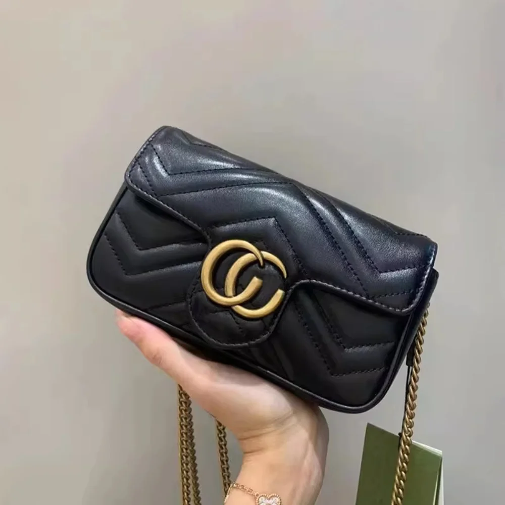 حقيبة Xiaoxiangfeng، حقيبة سلسلة شبكية من الجلد الطبيعي الماسي، حقيبة إبط ذات ملمس ممتاز، حقيبة كروس بكتف واحد