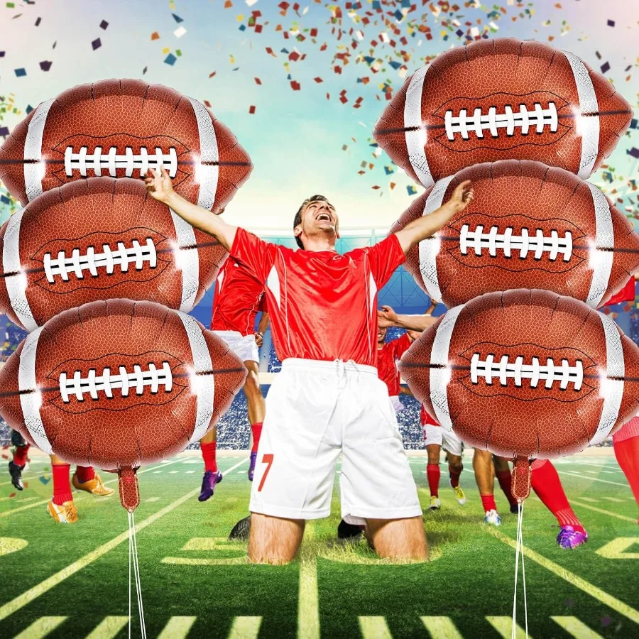 27 Inch Football Balloons6 Pcs Football Foil Balloons Super Bowl Balloon Football Party Balloon for Super Bowl Decor Tailgate G
