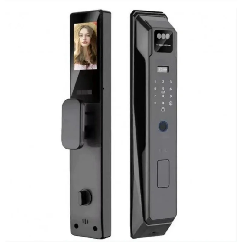 قفل باب ذكي للمنزل الجديد NFC ثلاثي الأبعاد للتعرف على الوجه، رمز رقمي وبصمة مفاتيح مع كاميرا تدعم وظيفة مكالمات الفيديو