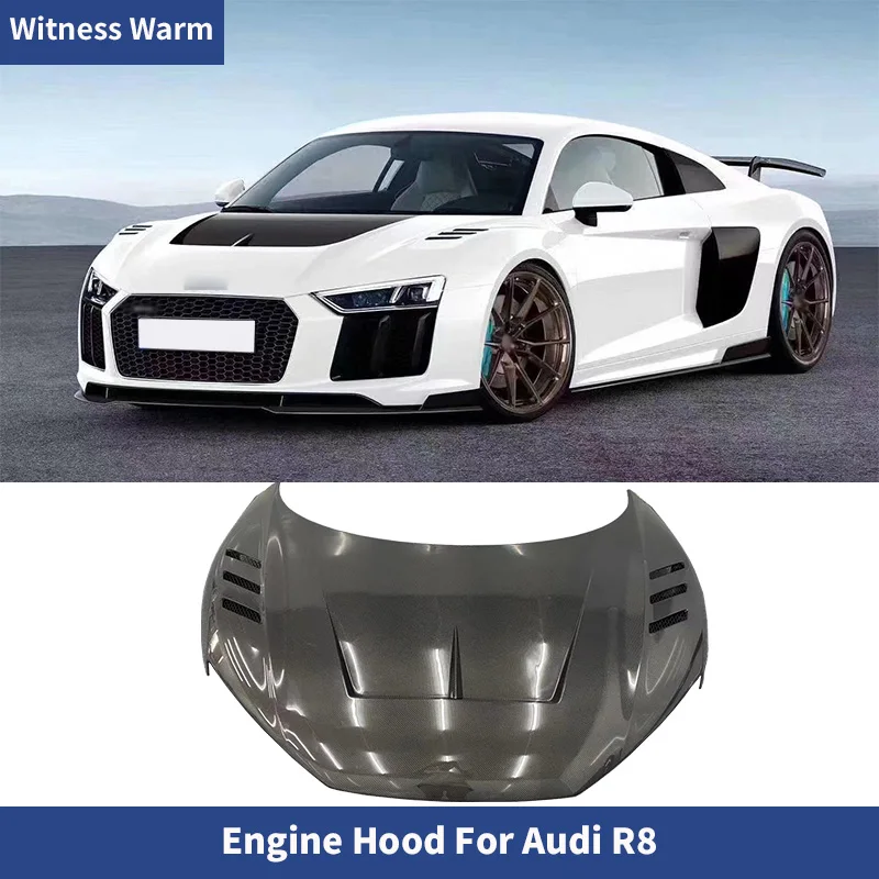 R8 Carbon Fiber FRP Front Engine Hood Bonnets Covers for Audi R8 Car Body Kit 2016+ 