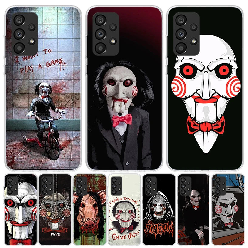 The Jigsaw Killer Horror Case Phone Cover for Samsung Galaxy A15 A14 A13 A12 A55 A54 A53 A52 A35 A34 A33 A32 A25 A24 A23 A22 A04