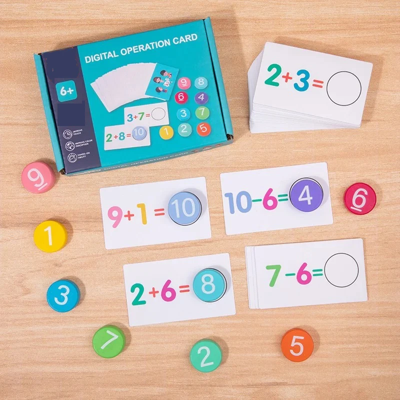 Bambini giocattoli matematici Montessori giochi di corrispondenza della carta aritmetica addizione sottrazione Parish Early Educational Counting Toys for Kid