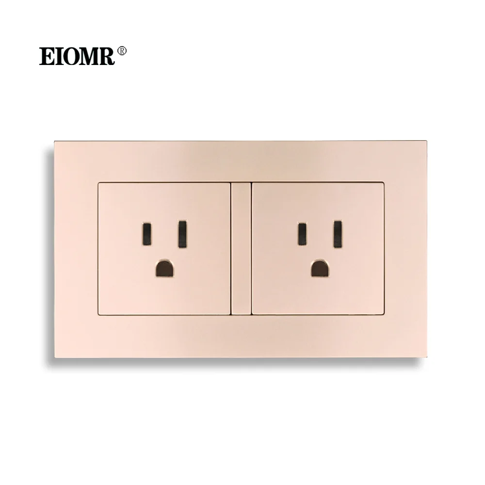 EIOMR US Standard Wall Outlet 146mm*86mm White/Black/Gold PC Flame Retardant Panel US Thailand Southeast Asia Standard Outlet