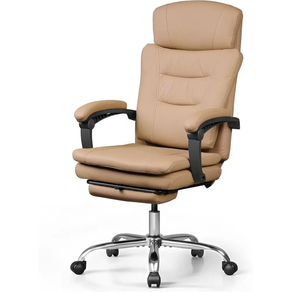 

Ergonomic High-Back Office Chair with Footrest, Lumbar Support, Comfy Recline, SGS Class 4 Gas Lift, Brown