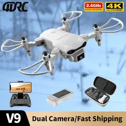 4DRC V9 Mini Drone with 4K 1080P HD Camera WiFi FPV RC Drones Air Pressure Altitude Hold Foldable Quadcopter Dron Gift Toys Gray