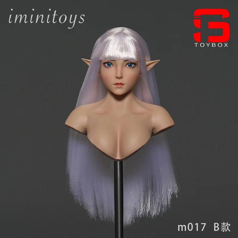 Iminitos Anime Olhos Cabeça Esculpir, Escultura Modelo Fit 12 ''TBL Jiaou Pale Soldado Feminino Action Figure Corpo, Elfo Azul, M017, 1:6