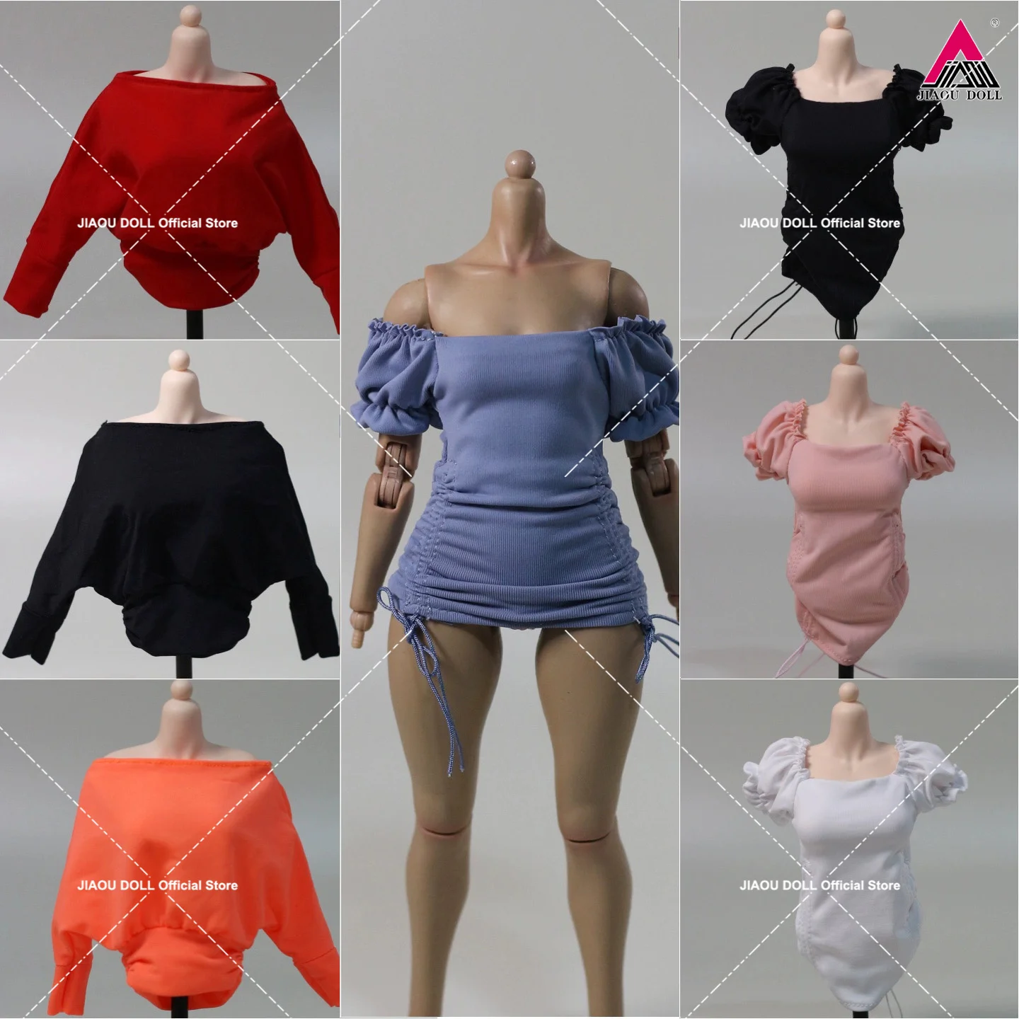 

DMTOYS DF094 DF095 1/6 Scale Female Batwing Sleeve Dress Bubble Sleeve French Skirt Clothes Model Fit 12'' Action Figure Body