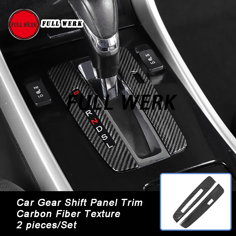 2pcs/Set ABS Car Gear Shift Panel Trim Decoration Sticker Cover for 9 Gen Honda Accord 13 14 15 16 17 Interior Accessory