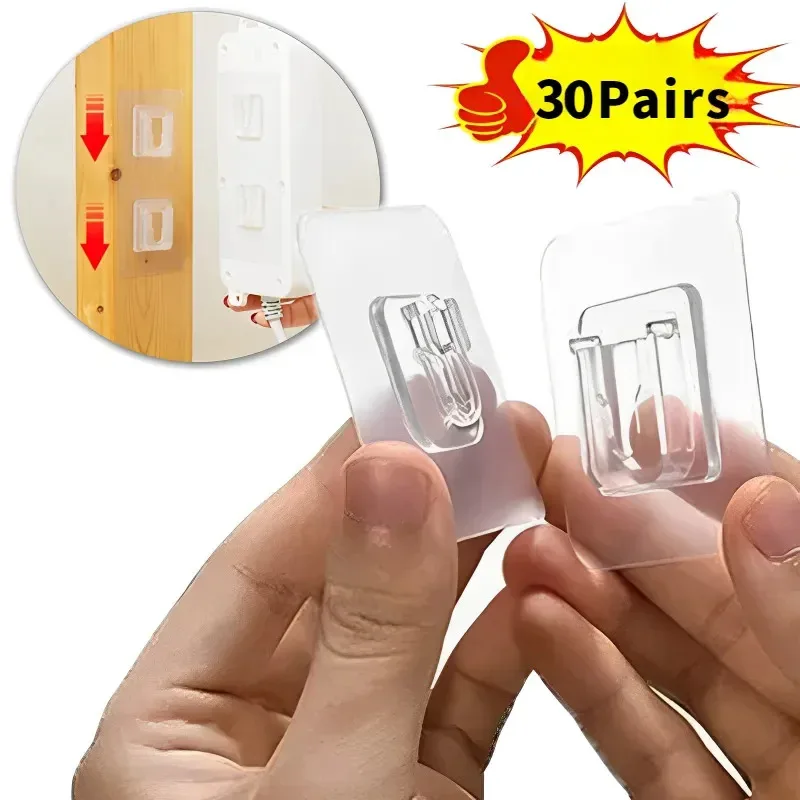 

5/10/20/30 пар липких подвесных двусторонних крючков, прозрачные крючки для бытовой отделки и хранения, мебельные аксессуары