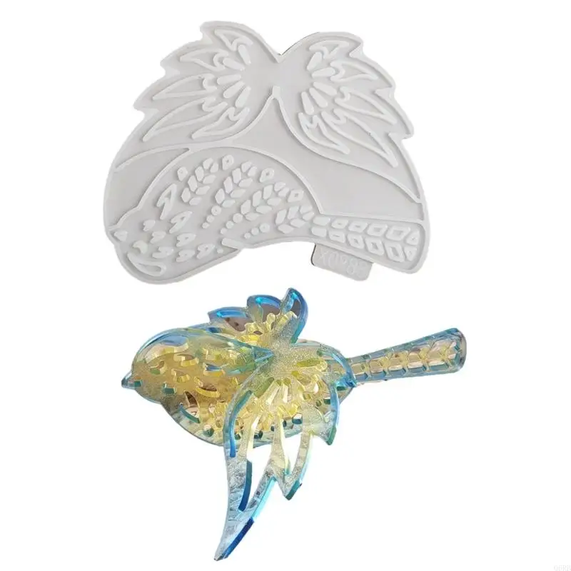 

Q6RB Sturdy Silicone Mold for Resin Tree Photo Frame Long Tail Bird Shaped Epoxy Picture Holder Craft Home Decoration