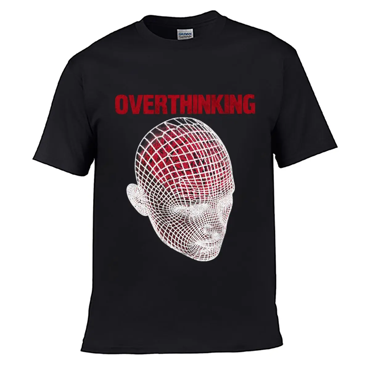 Overthinking Wireframe Human Head Cyber Grunge Graphic Men Summer T-shirt Top