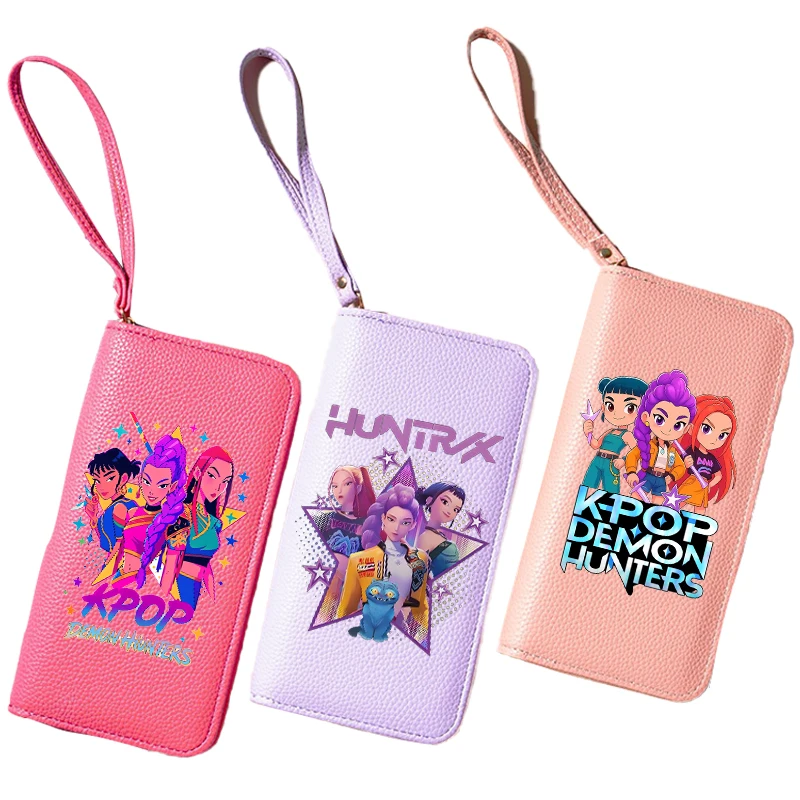 

Kpop Demon Hunters женский длинный кошелек из искусственной кожи портмоне Mira Zoey Rumi держатели для кредитных карт многофункциональные кошельки на молнии