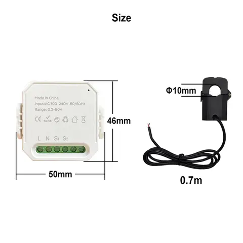 Tuya Smart Life WiFi Energimätare 80A 1/2 Kanal med Klämma App Övervakning Solenergi Export och Import Ström AC100V/240V 6 best sales solenergimätare DC wifi - №1