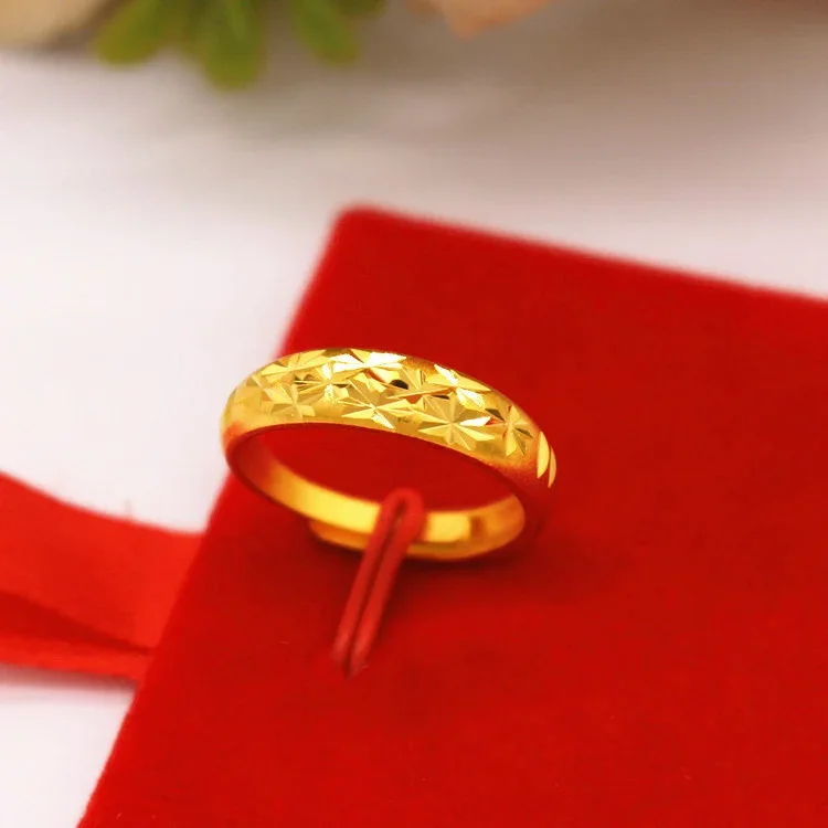 Cincin pasangan emas imitasi, perhiasan cincin pasangan, hadiah ulang tahun anak laki-laki dan perempuan, cincin motif bintang emas Vietnam, mode baru