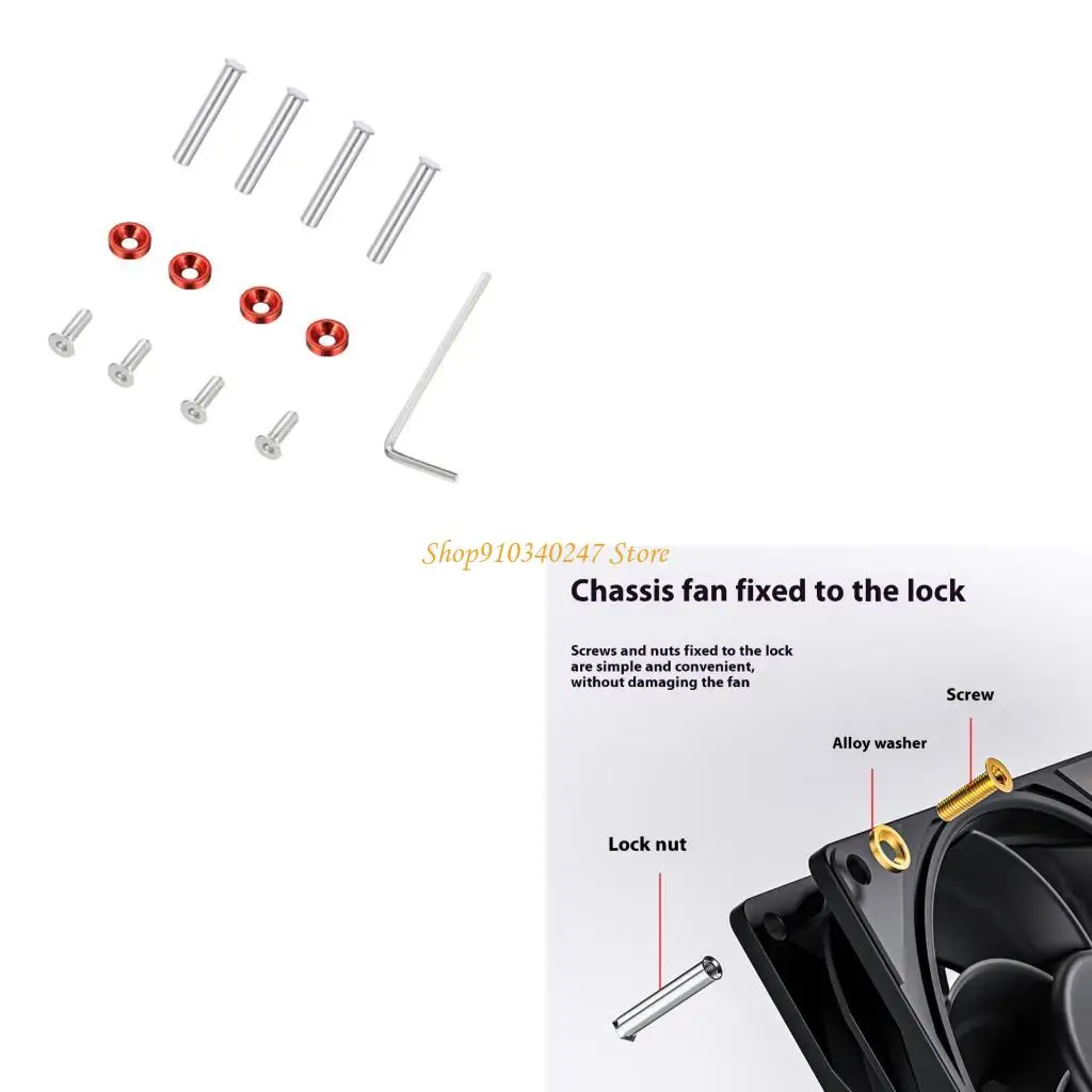 Q22A 4 قطعة تركيبات مشعاع تبريد المياه المهنية طويلة قصيرة مسامير مروحة تصاعد المسمار مسامير مروحة الكمبيوتر لتبريد المياه #1