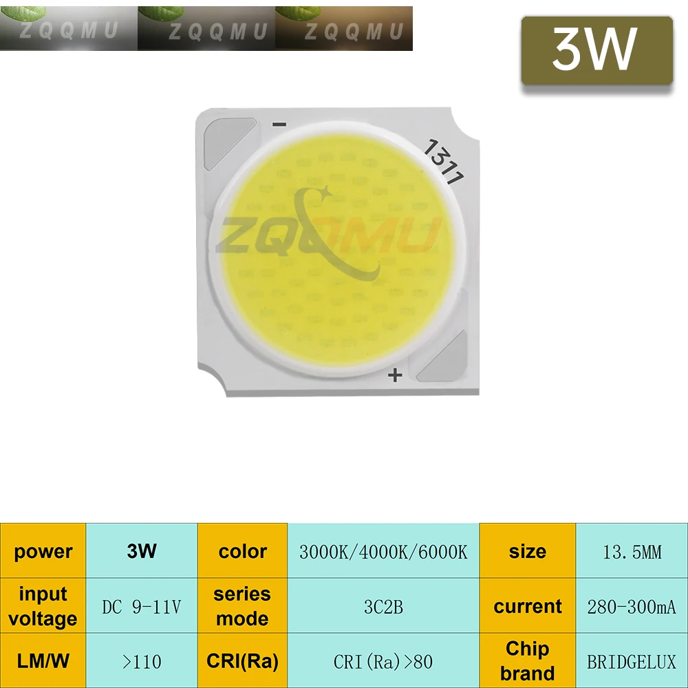 10PCS DC durable 3W 5W 7W 10W 12W 15W 18W 20W 24W 30W 36W COB light source 1080LM aluminum high power COB LED chip DIY lighting