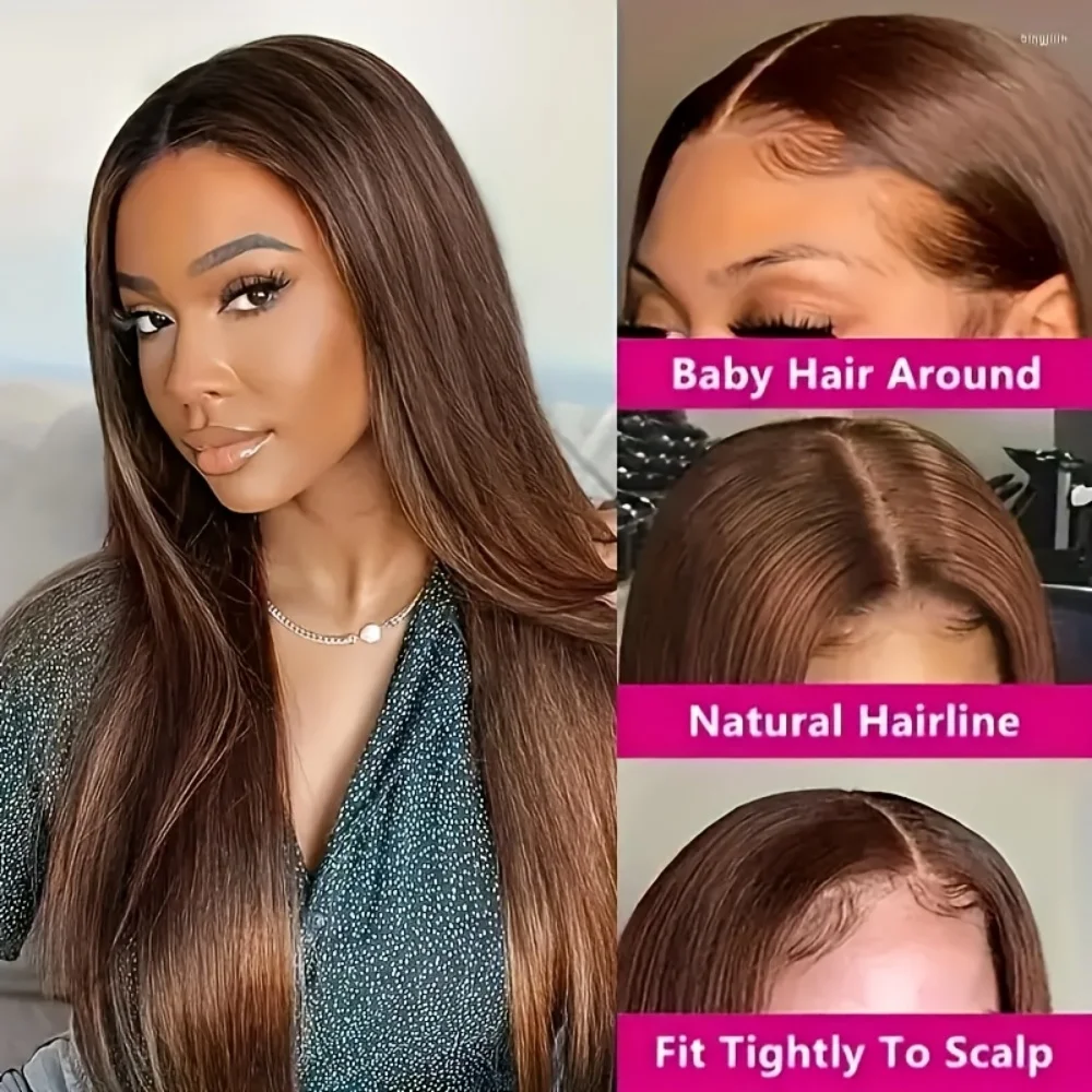 الشوكولاته براون الوجه شعر مستعار أمامي شعر طبيعي مفرود 13x6 الدانتيل أمامي شعر الإنسان الشوكولاته براون شعر مستعار 220 الكثافة للنساء 13x4