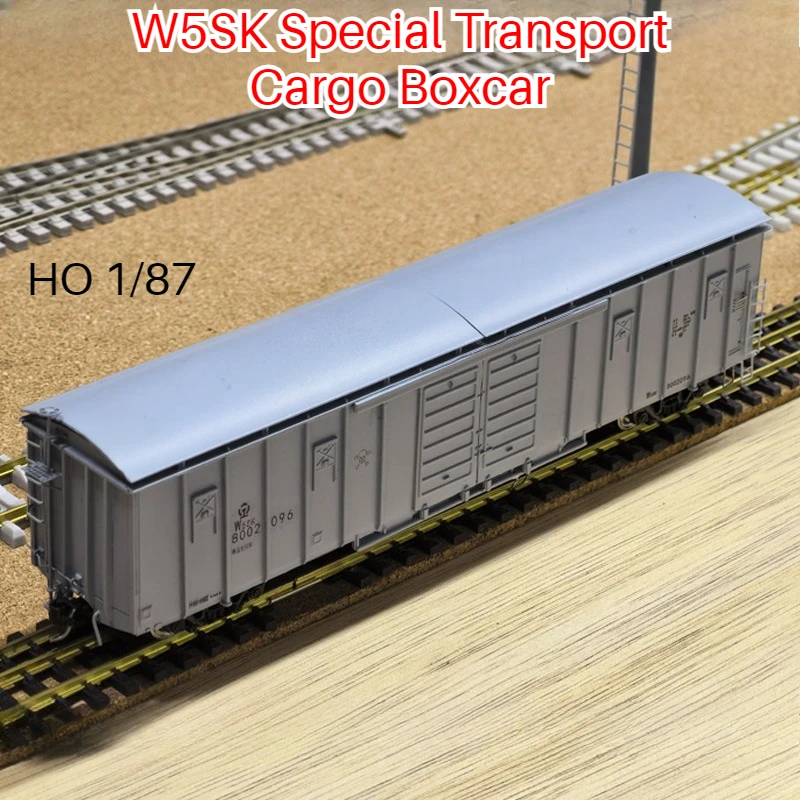 

HO Type 1/87 Train Model W5SK Special Transport Car Freight Car Gray Desktop Ornaments Toy Train Boy Toy Gift