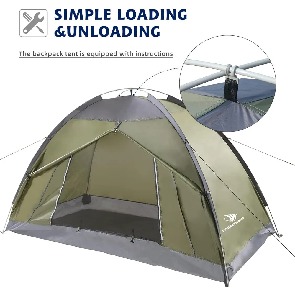 خيمة المشي لمسافات طويلة منفردة مدمجة بطول 7.2 قدم × 4 أقدام، مقاومة للماء وخفيفة الوزن للمغامرات الخارجية #4