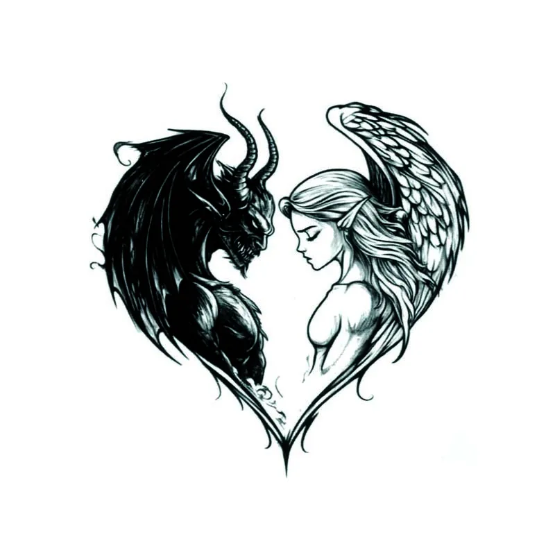 

Between The thoughts Of Good And Evil Waterproof Temporary Tattoo Sticker Tatuajes Temporales Hombre Fake Tatoo Pegatinas