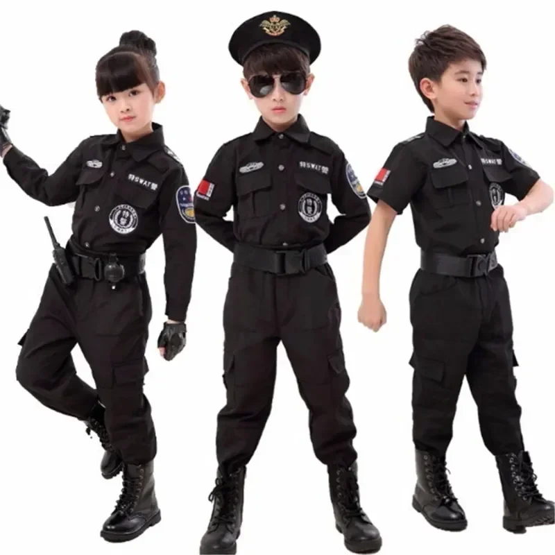 Children Cosplay for Kids Army Police Uniform Clothing Set Fighting Performance Uniforms Boys Girls Policemen Costumes