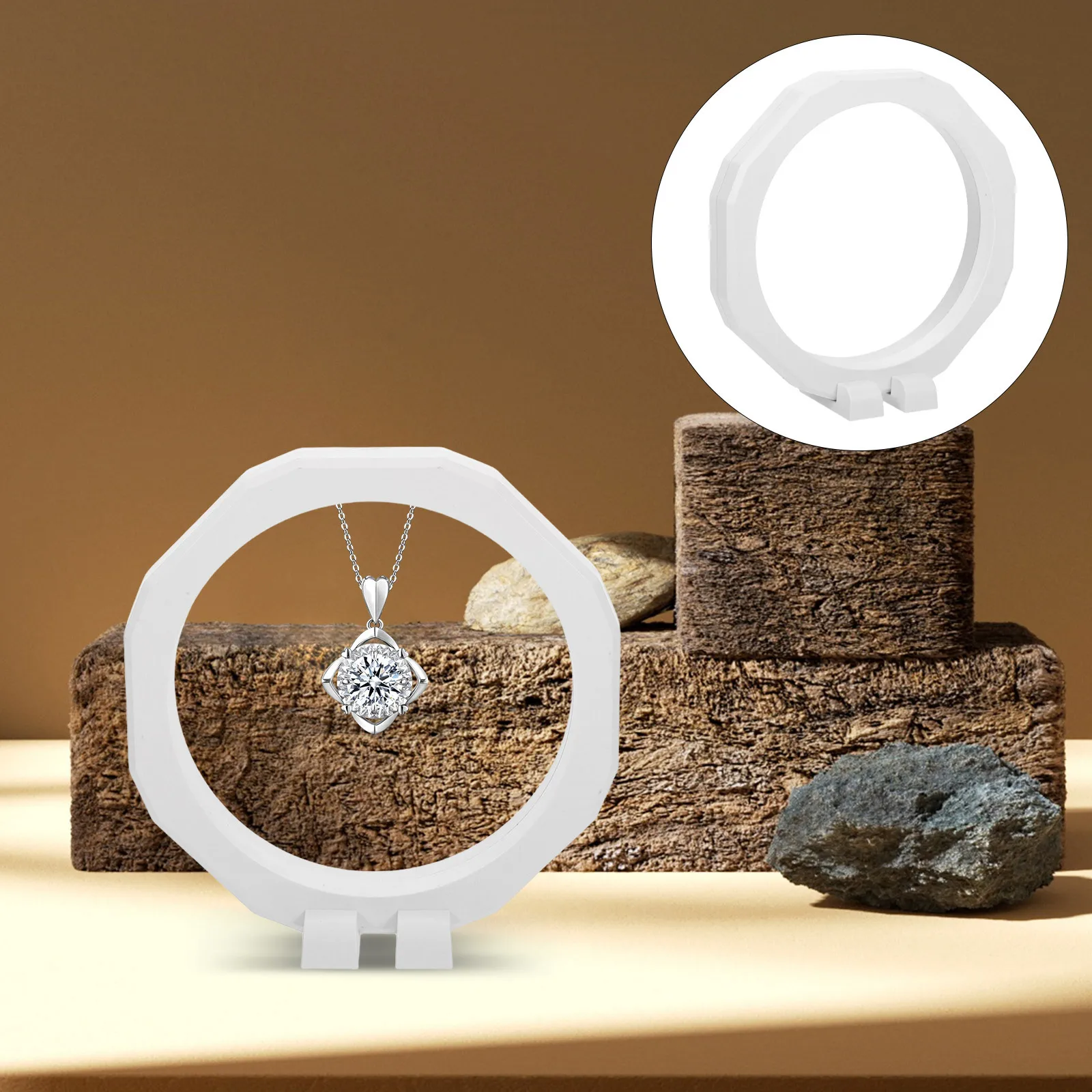 

Transparent Jewelry Display Stand 3D Floating Frame For Coin Medal Stamp Show Case 12.8Cm Diameter White Plastic Pe Film