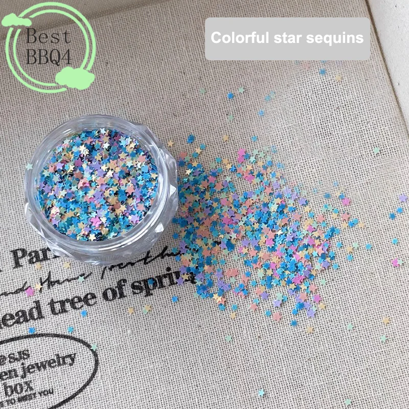 BBQ4 Cute Star Shape Macaron Color Nail Glitter For Nail Art Nail Charm Decoration Accessories Nail Art DIY