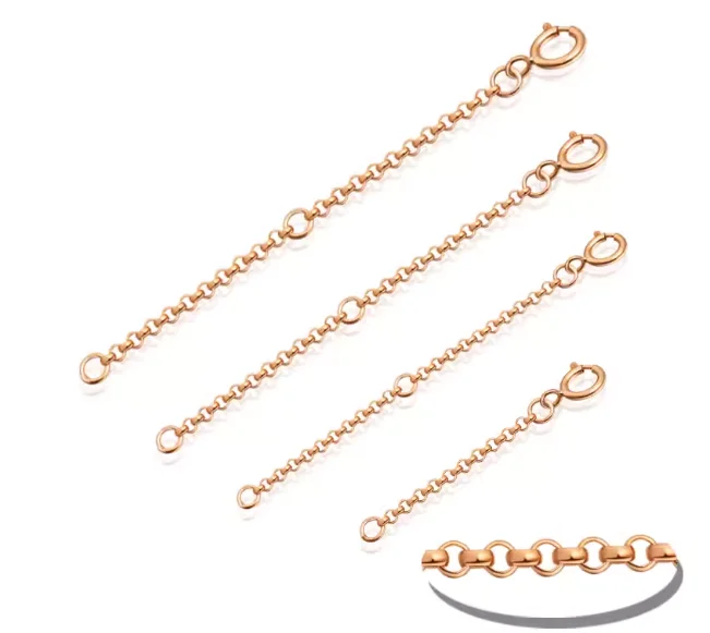 18k real gold extension chains 3cm - 9cm1mm-2mm au750 jewelry components