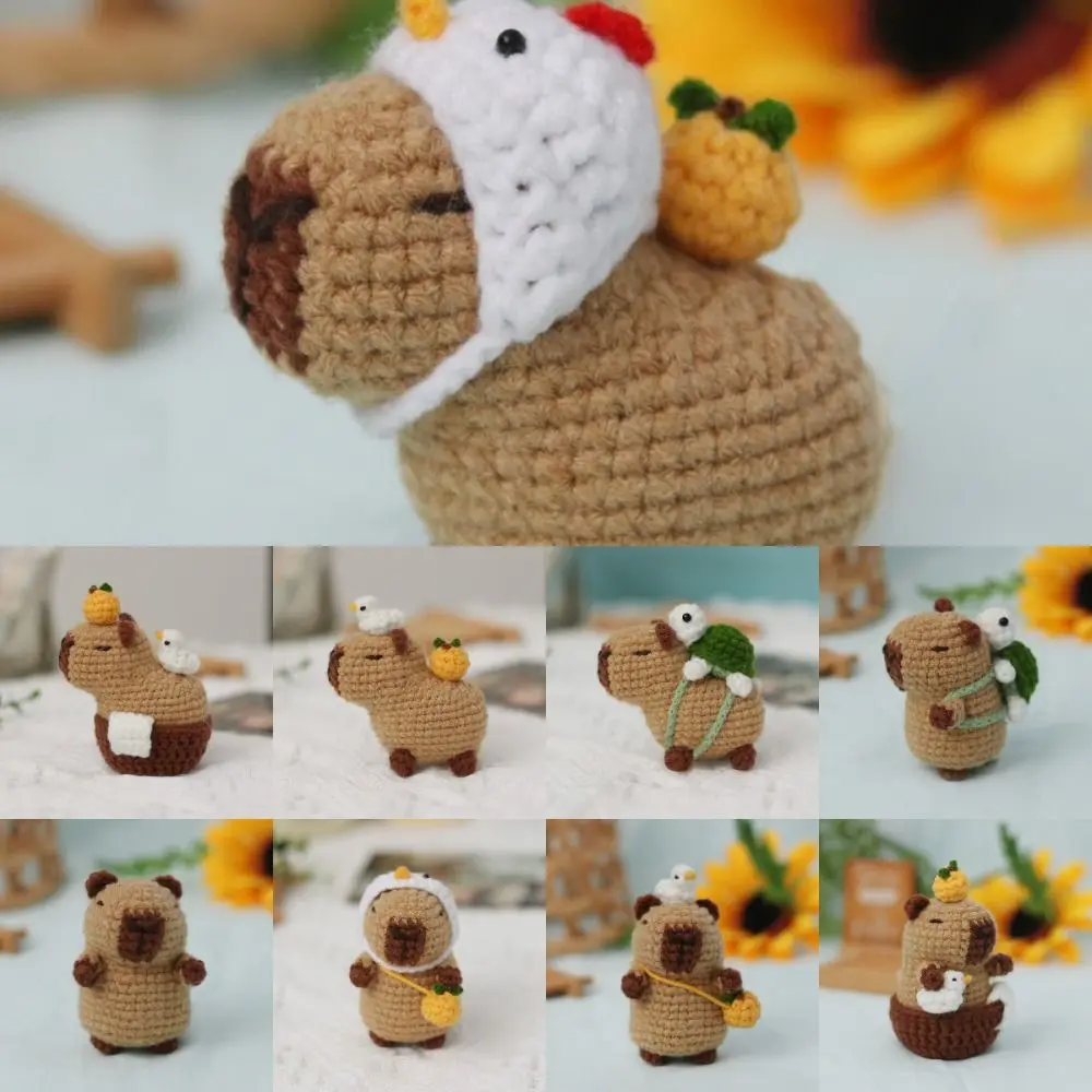 Cute Beginner Crochet Stuffed Animal Kit with Crochet Hooks Handmade Capybara DIY Crochet Kit Guinea Pig DIY Set Yarn Set Kit