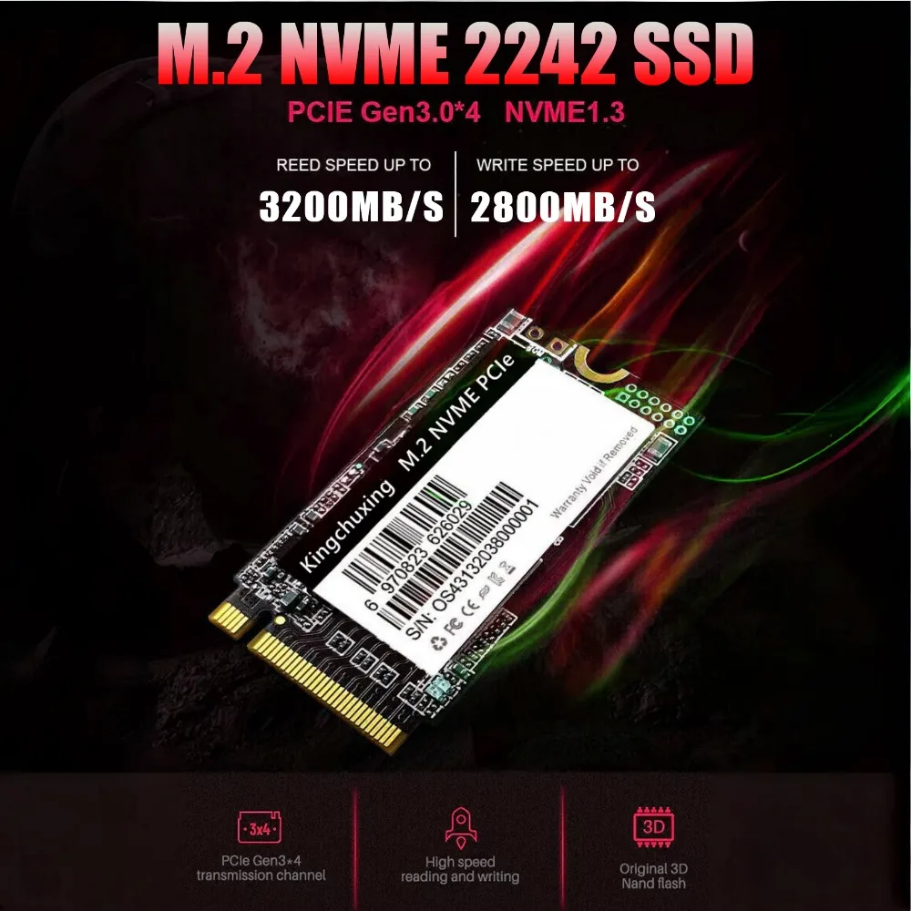 Kingchuxing M.2 2242 NVMe PCIe3.0 SSD 1TB 512GB 256GB for Laptop